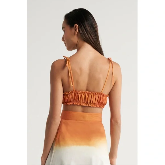 Anthropologie SIGAL Wrap Circle Skirt with Ruched Bandeau Top set in orange - L - Picture 2 of 11